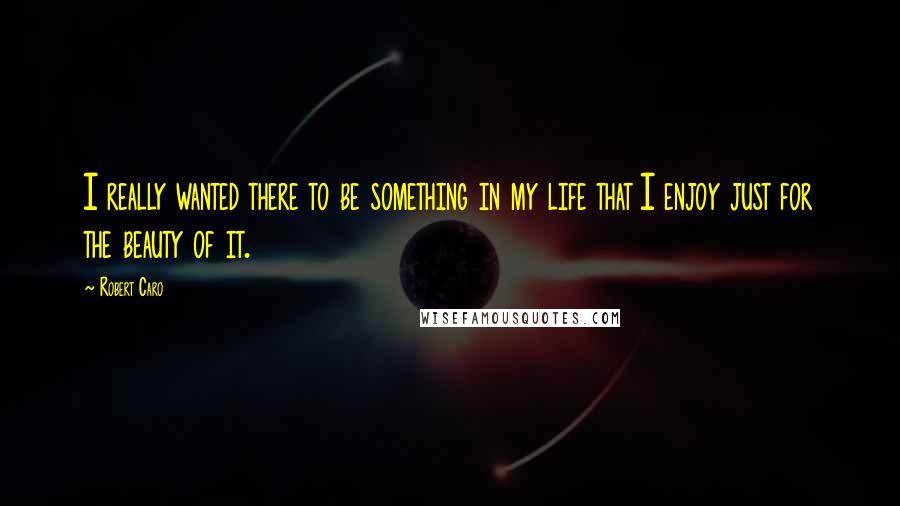 Robert Caro Quotes: I really wanted there to be something in my life that I enjoy just for the beauty of it.