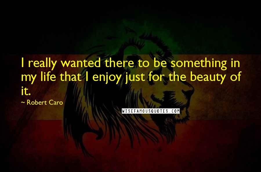 Robert Caro Quotes: I really wanted there to be something in my life that I enjoy just for the beauty of it.