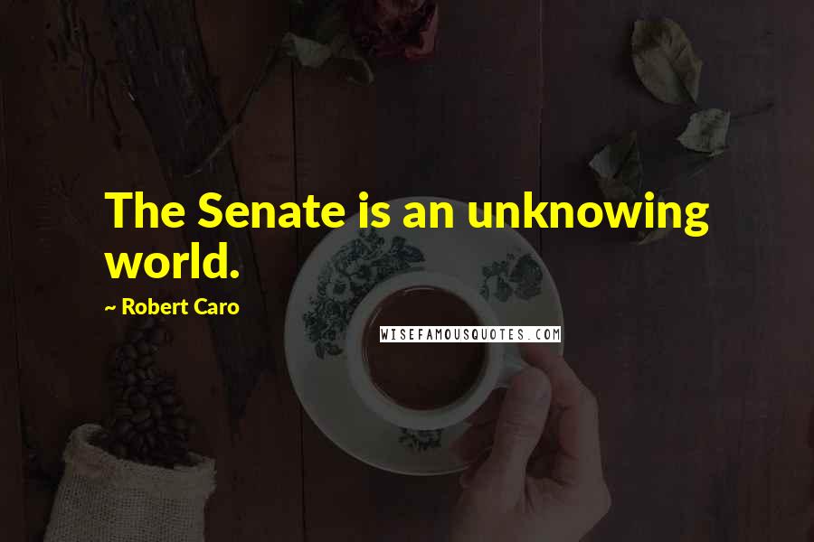 Robert Caro Quotes: The Senate is an unknowing world.