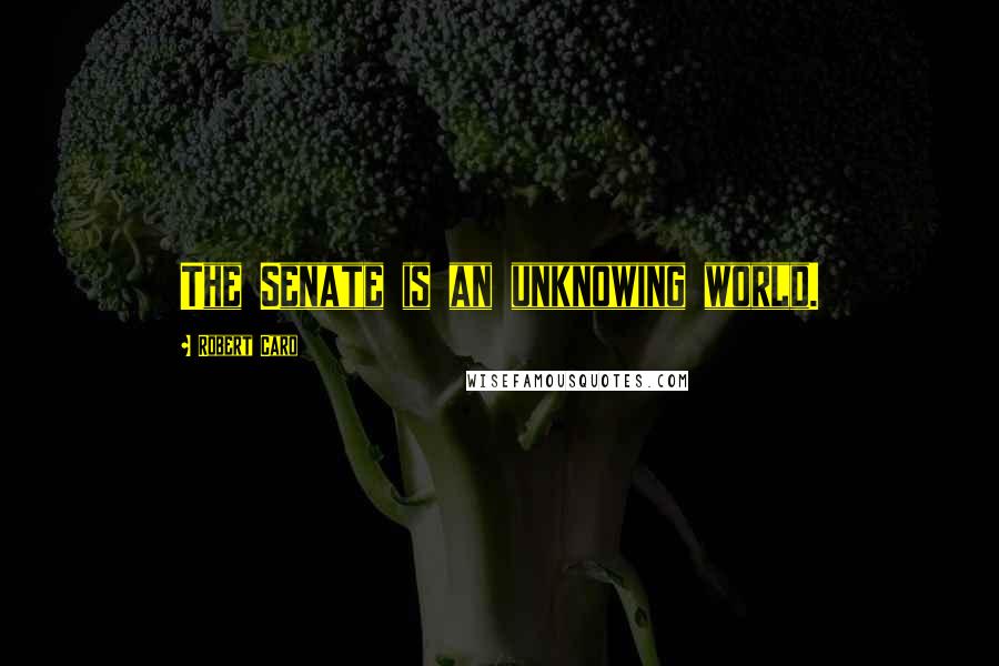 Robert Caro Quotes: The Senate is an unknowing world.
