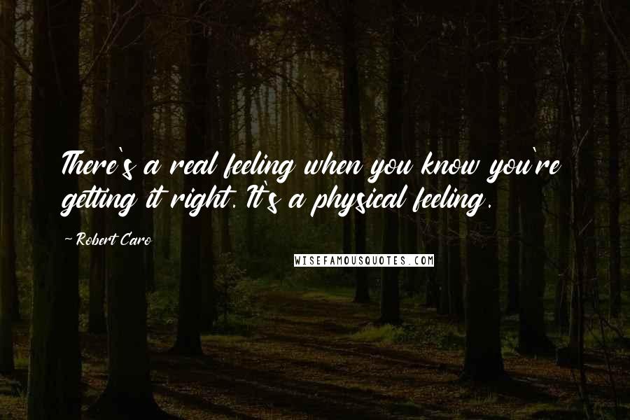 Robert Caro Quotes: There's a real feeling when you know you're getting it right. It's a physical feeling.