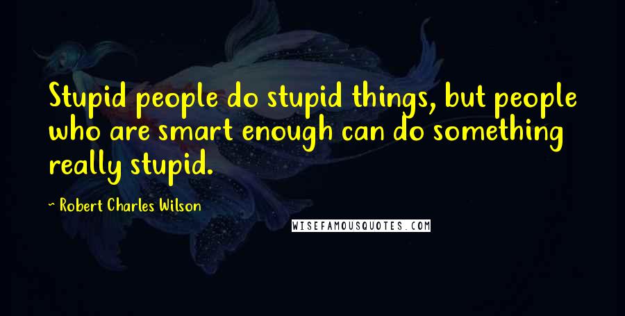 Robert Charles Wilson Quotes: Stupid people do stupid things, but people who are smart enough can do something really stupid.