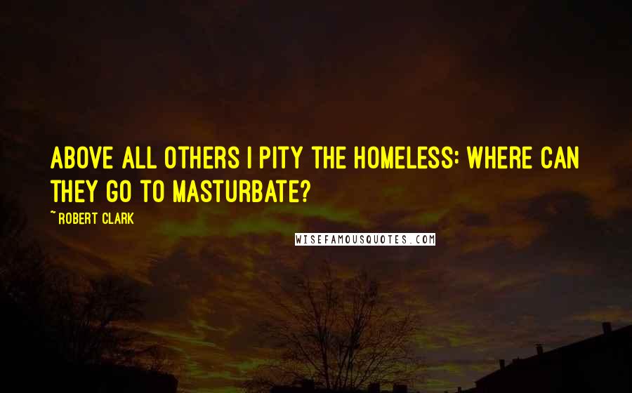Robert Clark Quotes: Above all others I pity the homeless: where can they go to masturbate?