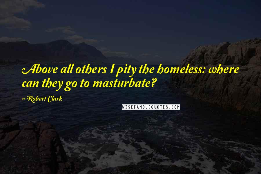 Robert Clark Quotes: Above all others I pity the homeless: where can they go to masturbate?