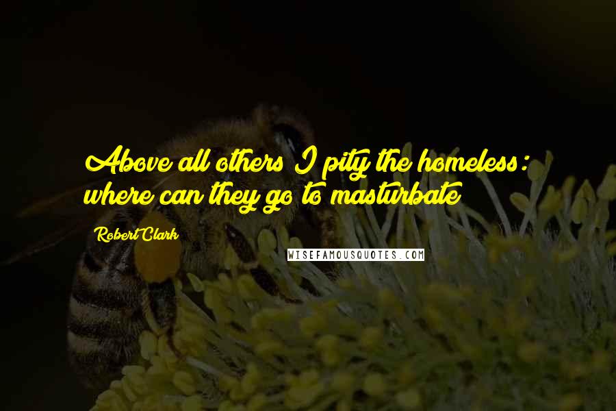 Robert Clark Quotes: Above all others I pity the homeless: where can they go to masturbate?