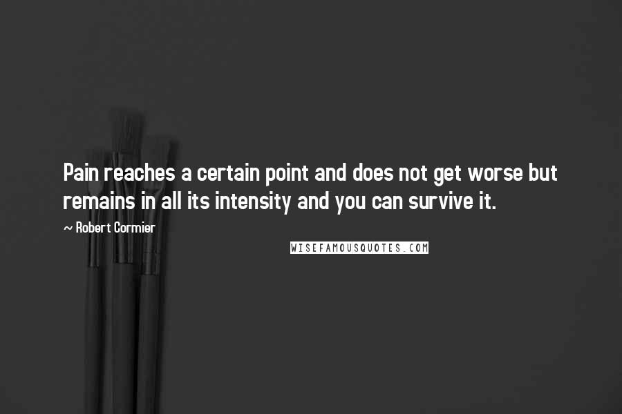 Robert Cormier Quotes: Pain reaches a certain point and does not get worse but remains in all its intensity and you can survive it.