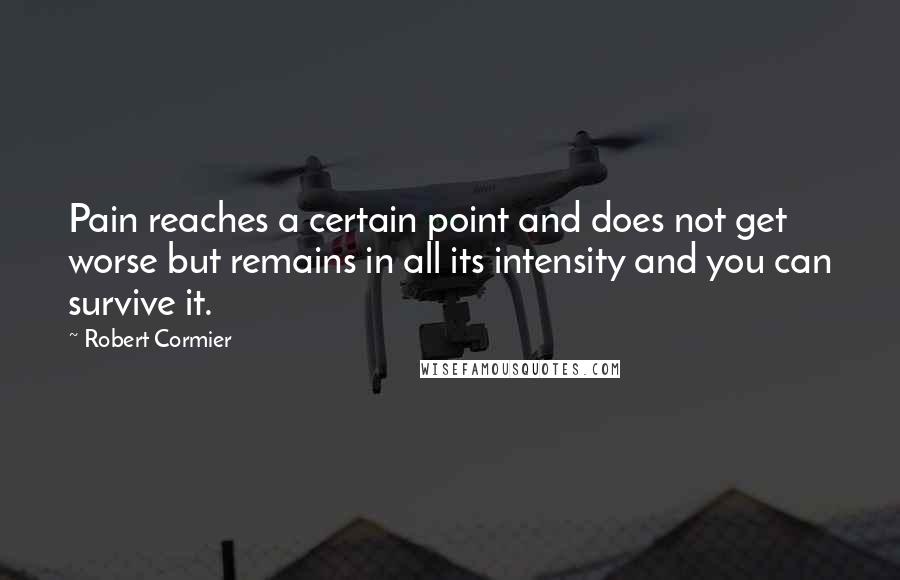 Robert Cormier Quotes: Pain reaches a certain point and does not get worse but remains in all its intensity and you can survive it.