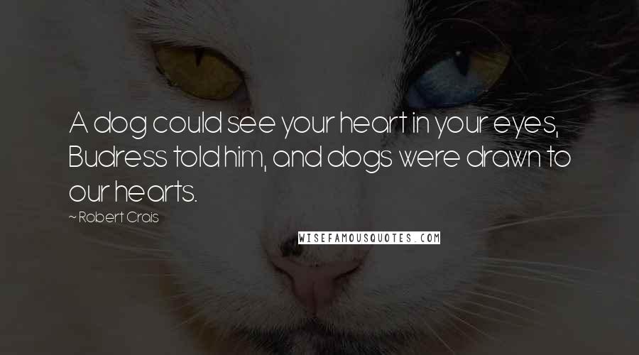 Robert Crais Quotes: A dog could see your heart in your eyes, Budress told him, and dogs were drawn to our hearts.