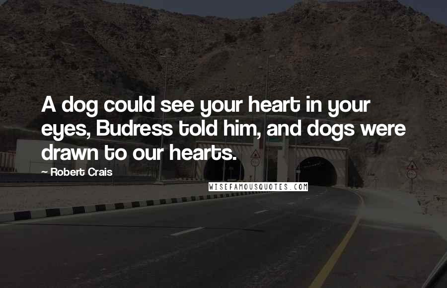 Robert Crais Quotes: A dog could see your heart in your eyes, Budress told him, and dogs were drawn to our hearts.