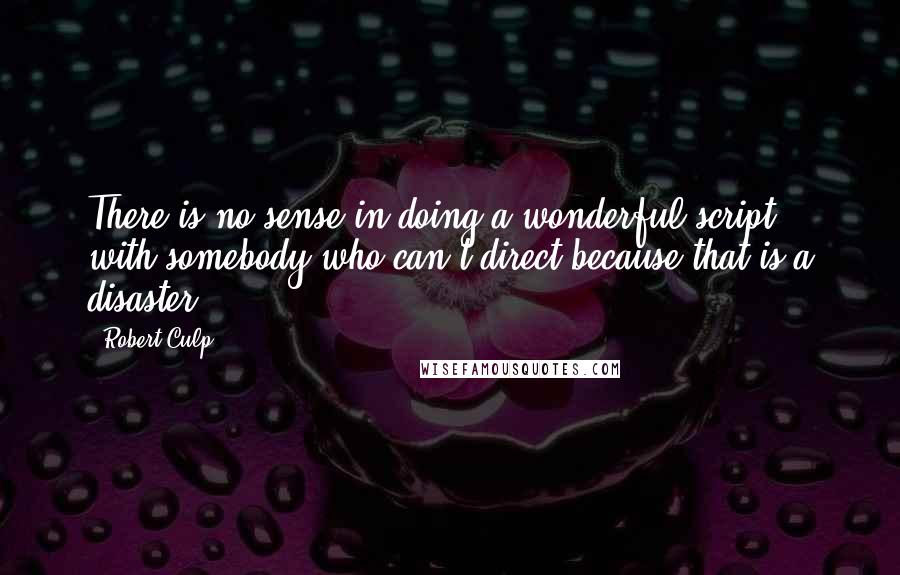 Robert Culp Quotes: There is no sense in doing a wonderful script with somebody who can't direct because that is a disaster.