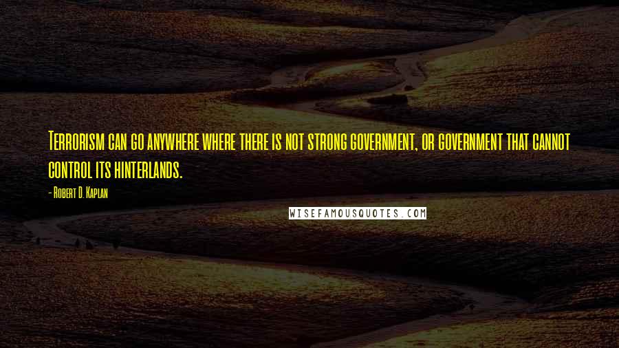 Robert D. Kaplan Quotes: Terrorism can go anywhere where there is not strong government, or government that cannot control its hinterlands.