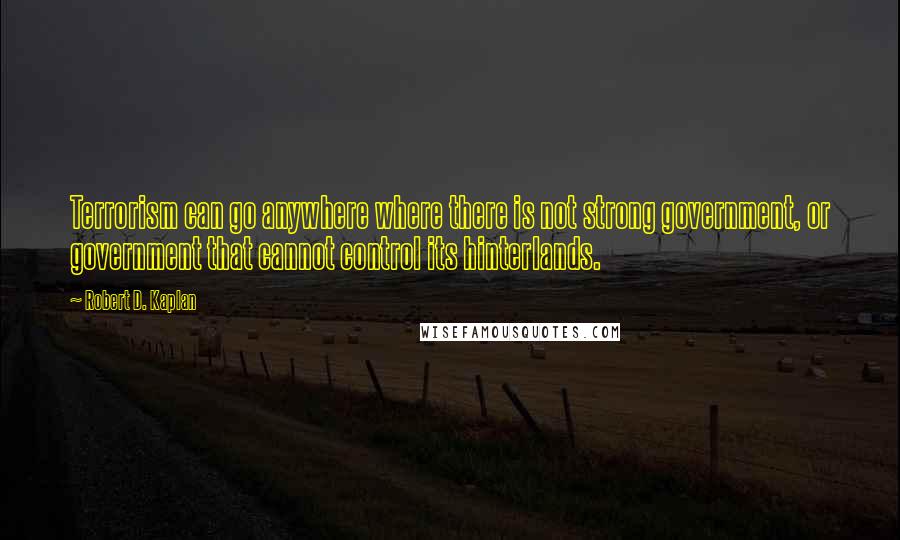 Robert D. Kaplan Quotes: Terrorism can go anywhere where there is not strong government, or government that cannot control its hinterlands.