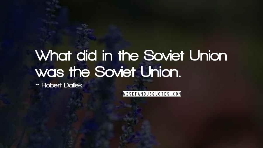 Robert Dallek Quotes: What did in the Soviet Union was the Soviet Union.