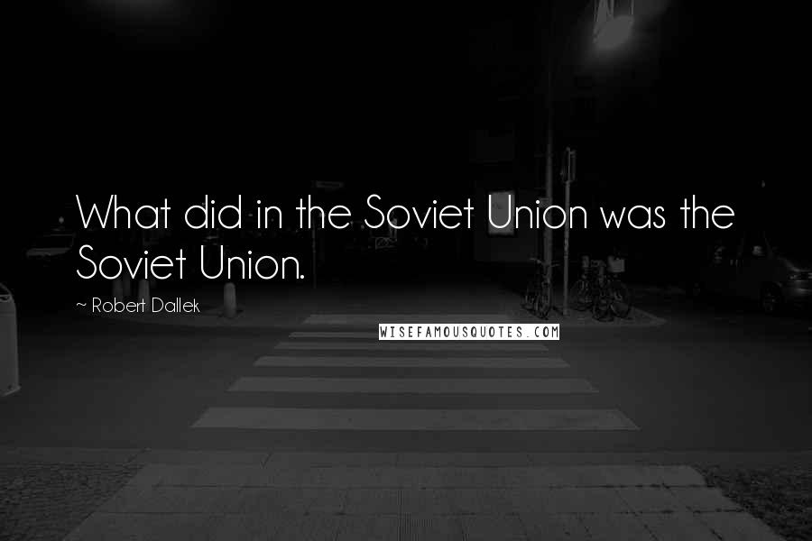 Robert Dallek Quotes: What did in the Soviet Union was the Soviet Union.