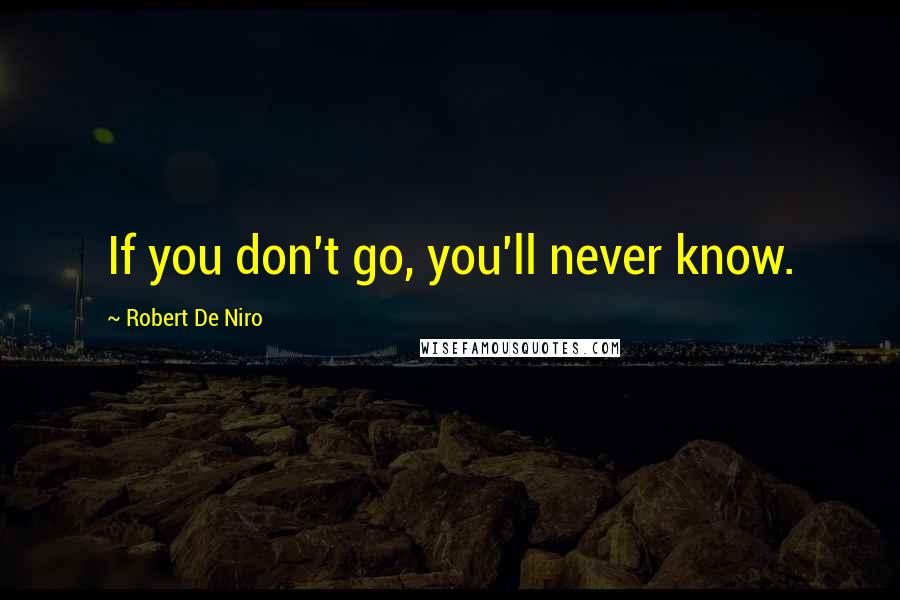 Robert De Niro Quotes: If you don't go, you'll never know.