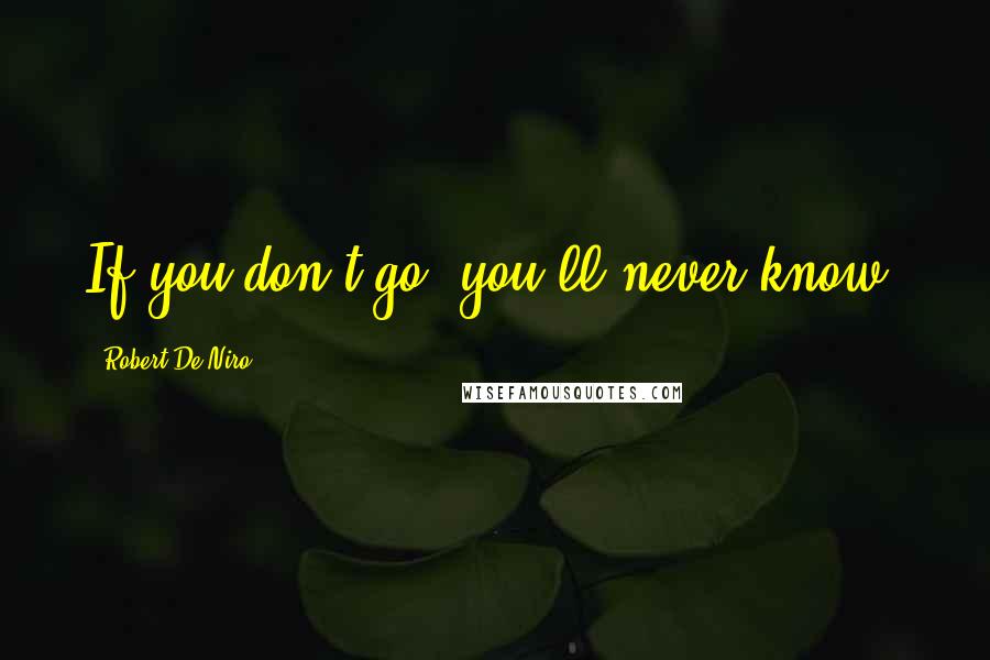 Robert De Niro Quotes: If you don't go, you'll never know.