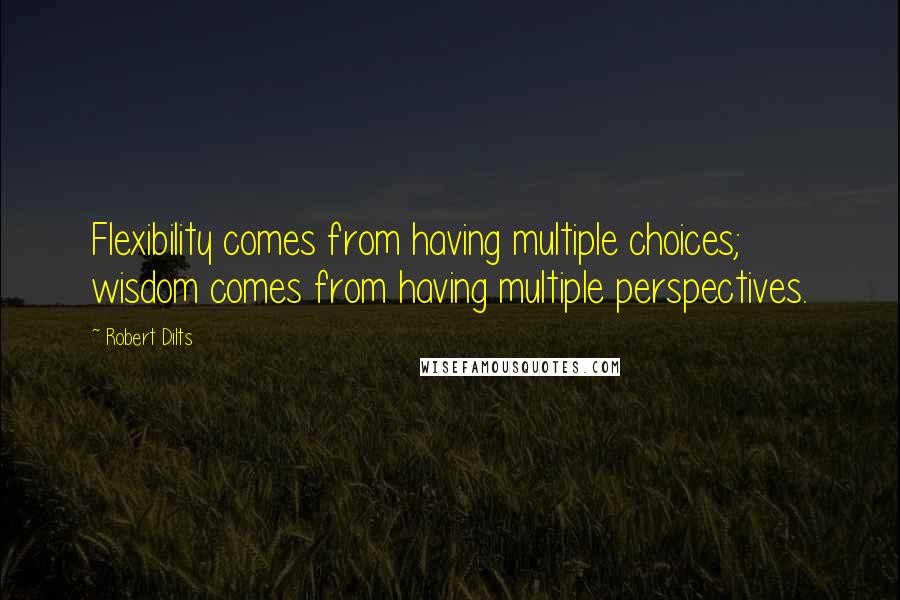 Robert Dilts Quotes: Flexibility comes from having multiple choices; wisdom comes from having multiple perspectives.