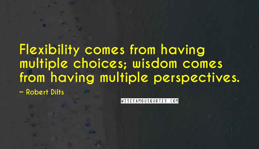 Robert Dilts Quotes: Flexibility comes from having multiple choices; wisdom comes from having multiple perspectives.