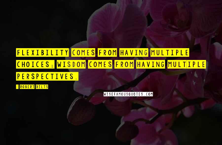 Robert Dilts Quotes: Flexibility comes from having multiple choices; wisdom comes from having multiple perspectives.