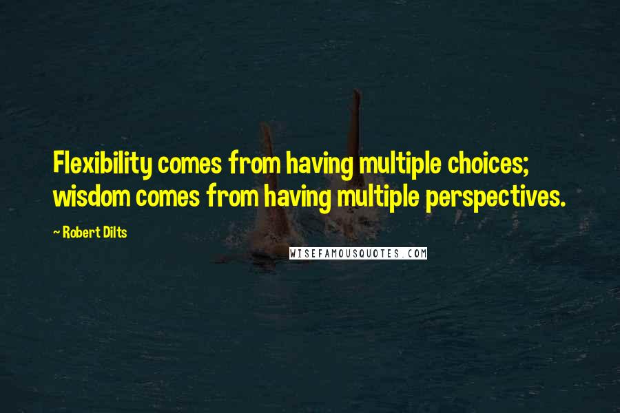 Robert Dilts Quotes: Flexibility comes from having multiple choices; wisdom comes from having multiple perspectives.