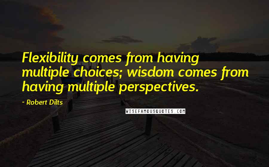 Robert Dilts Quotes: Flexibility comes from having multiple choices; wisdom comes from having multiple perspectives.