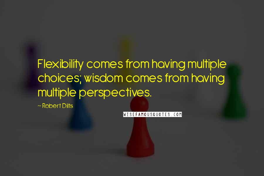 Robert Dilts Quotes: Flexibility comes from having multiple choices; wisdom comes from having multiple perspectives.