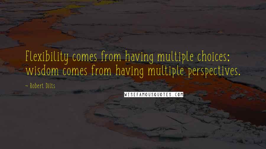 Robert Dilts Quotes: Flexibility comes from having multiple choices; wisdom comes from having multiple perspectives.