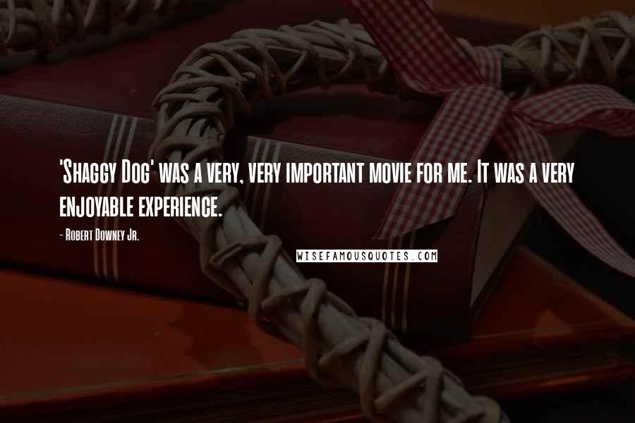 Robert Downey Jr. Quotes: 'Shaggy Dog' was a very, very important movie for me. It was a very enjoyable experience.