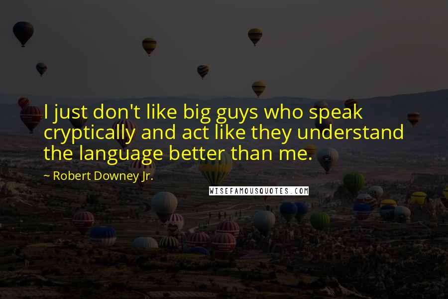 Robert Downey Jr. Quotes: I just don't like big guys who speak cryptically and act like they understand the language better than me.