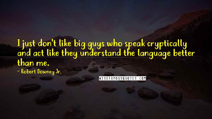 Robert Downey Jr. Quotes: I just don't like big guys who speak cryptically and act like they understand the language better than me.