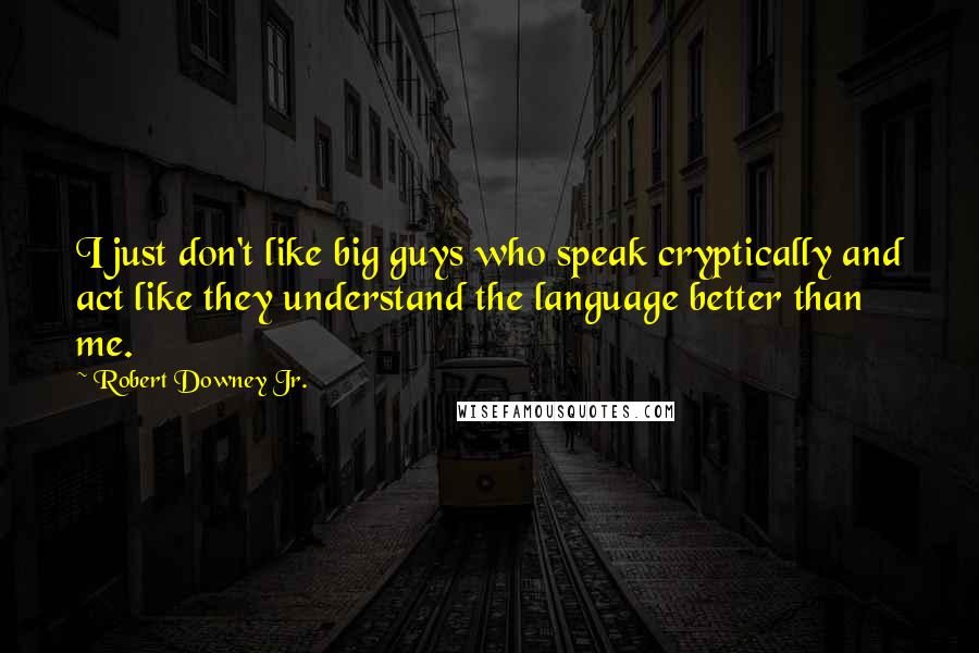 Robert Downey Jr. Quotes: I just don't like big guys who speak cryptically and act like they understand the language better than me.