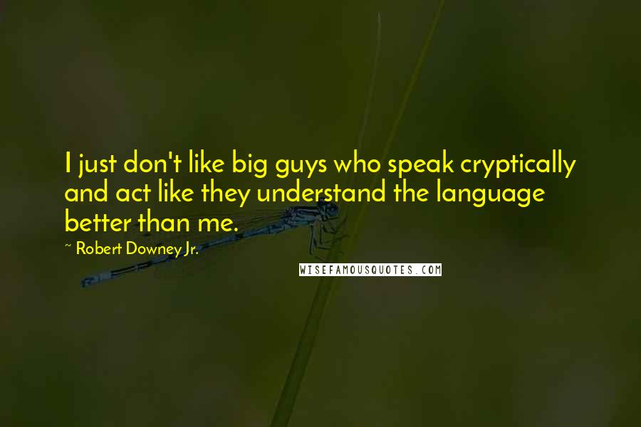 Robert Downey Jr. Quotes: I just don't like big guys who speak cryptically and act like they understand the language better than me.