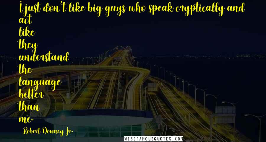 Robert Downey Jr. Quotes: I just don't like big guys who speak cryptically and act like they understand the language better than me.