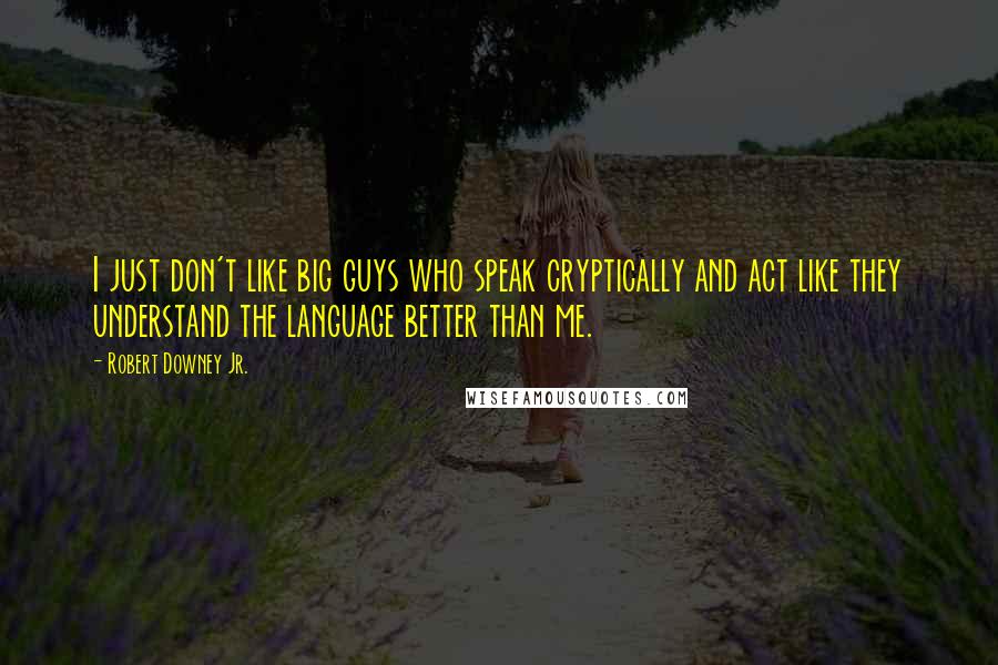 Robert Downey Jr. Quotes: I just don't like big guys who speak cryptically and act like they understand the language better than me.