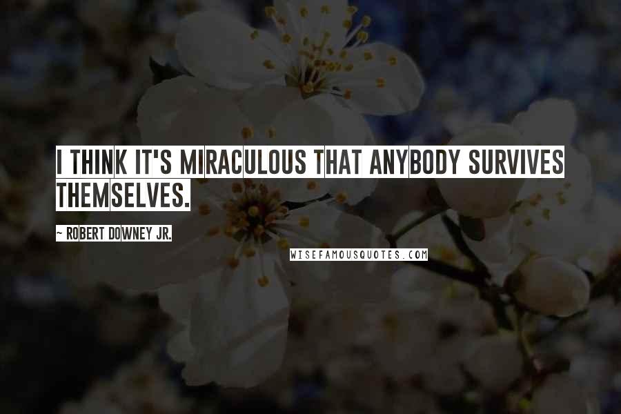 Robert Downey Jr. Quotes: I think it's miraculous that anybody survives themselves.
