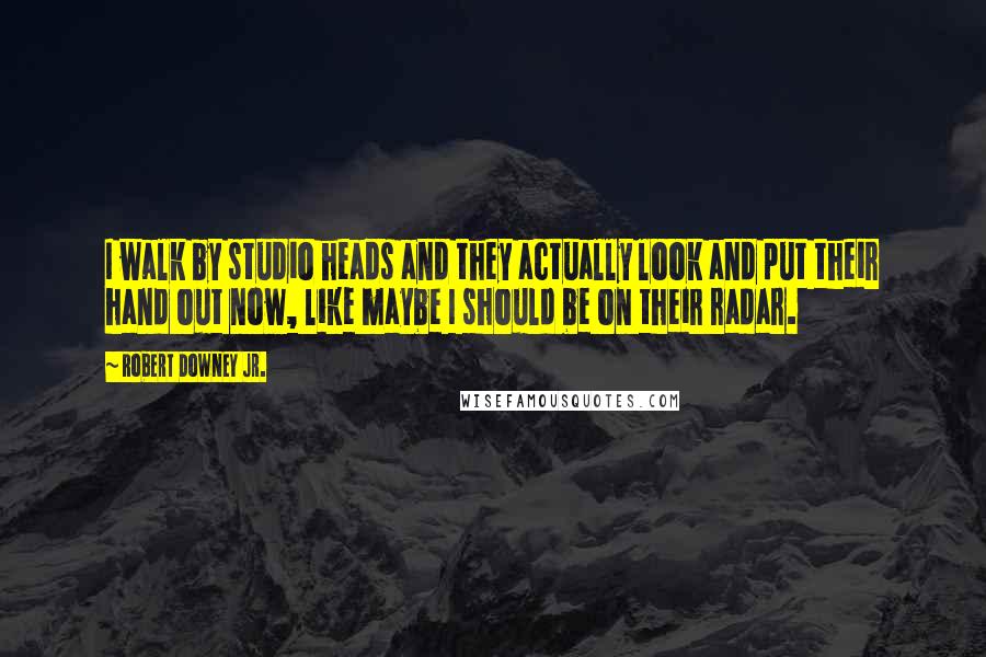 Robert Downey Jr. Quotes: I walk by studio heads and they actually look and put their hand out now, like maybe I should be on their radar.