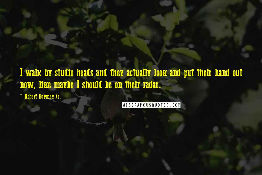 Robert Downey Jr. Quotes: I walk by studio heads and they actually look and put their hand out now, like maybe I should be on their radar.