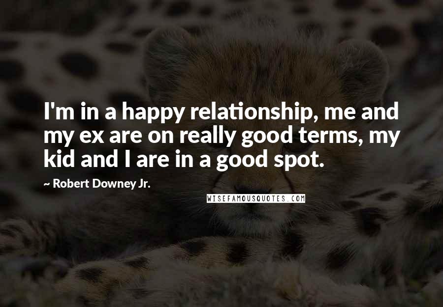 Robert Downey Jr. Quotes: I'm in a happy relationship, me and my ex are on really good terms, my kid and I are in a good spot.