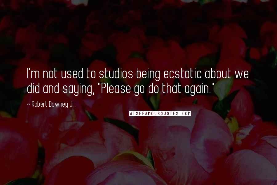 Robert Downey Jr. Quotes: I'm not used to studios being ecstatic about we did and saying, "Please go do that again."