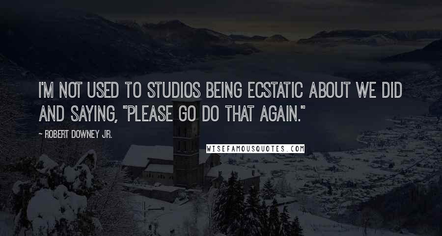 Robert Downey Jr. Quotes: I'm not used to studios being ecstatic about we did and saying, "Please go do that again."