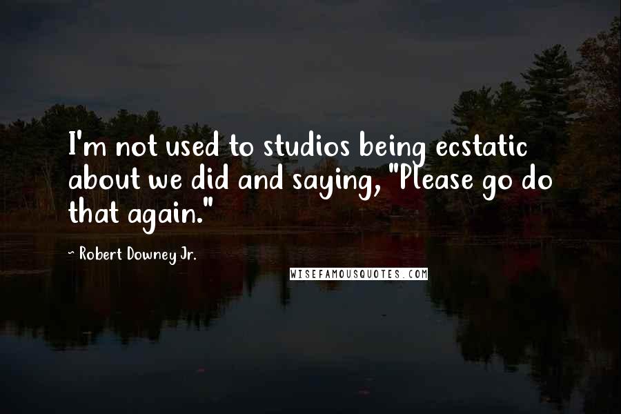 Robert Downey Jr. Quotes: I'm not used to studios being ecstatic about we did and saying, "Please go do that again."