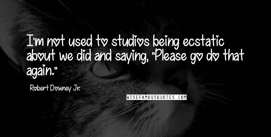Robert Downey Jr. Quotes: I'm not used to studios being ecstatic about we did and saying, "Please go do that again."