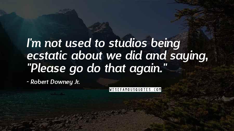 Robert Downey Jr. Quotes: I'm not used to studios being ecstatic about we did and saying, "Please go do that again."