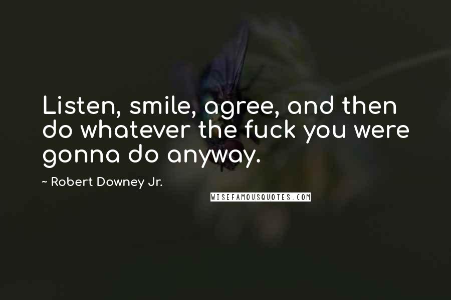 Robert Downey Jr. Quotes: Listen, smile, agree, and then do whatever the fuck you were gonna do anyway.