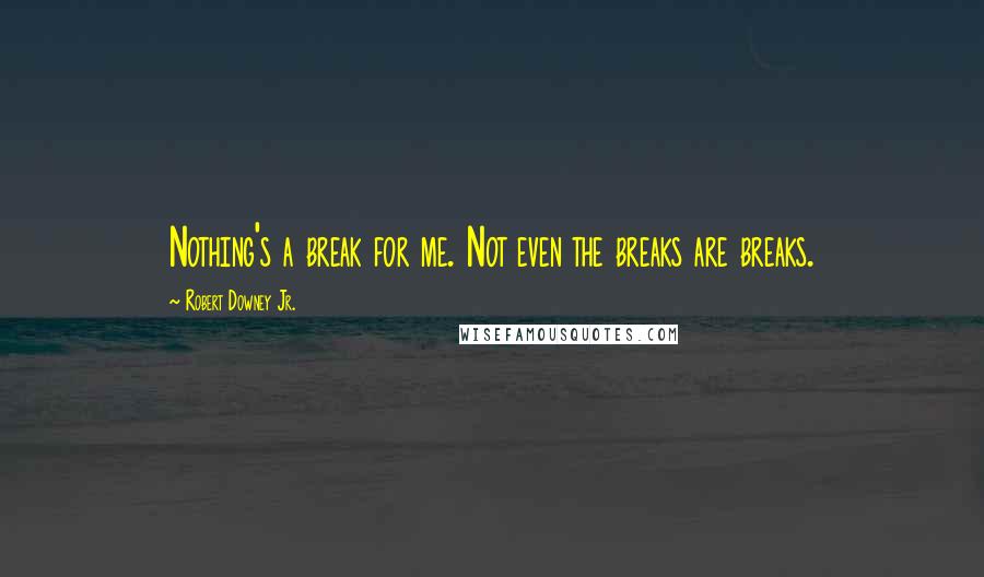 Robert Downey Jr. Quotes: Nothing's a break for me. Not even the breaks are breaks.