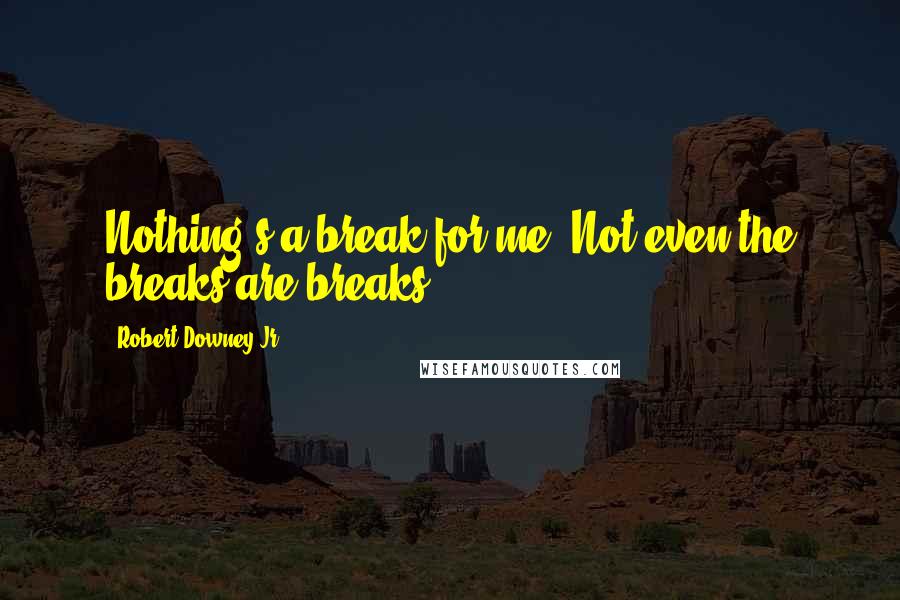 Robert Downey Jr. Quotes: Nothing's a break for me. Not even the breaks are breaks.