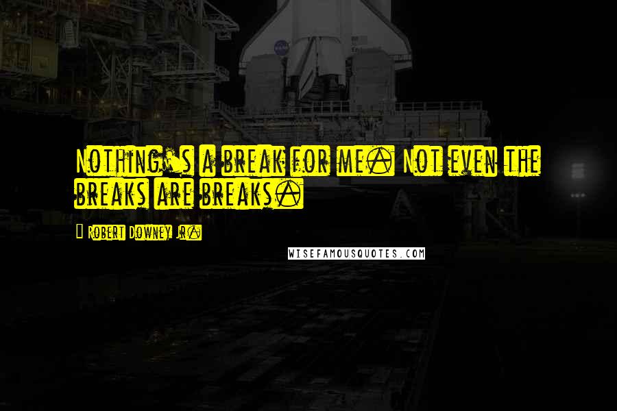 Robert Downey Jr. Quotes: Nothing's a break for me. Not even the breaks are breaks.