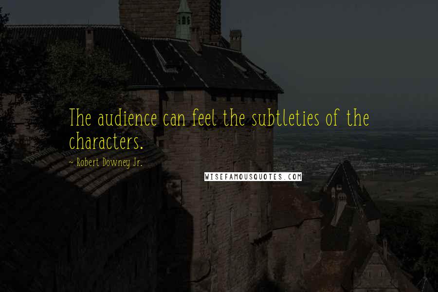 Robert Downey Jr. Quotes: The audience can feel the subtleties of the characters.