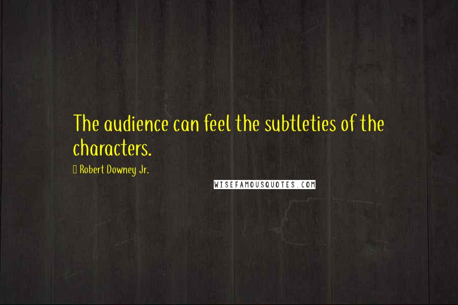 Robert Downey Jr. Quotes: The audience can feel the subtleties of the characters.