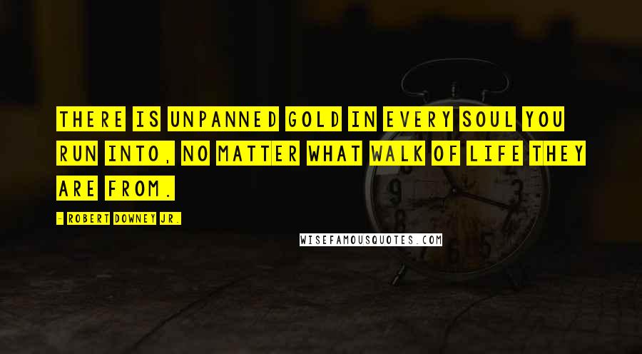 Robert Downey Jr. Quotes: There is unpanned gold in every soul you run into, no matter what walk of life they are from.